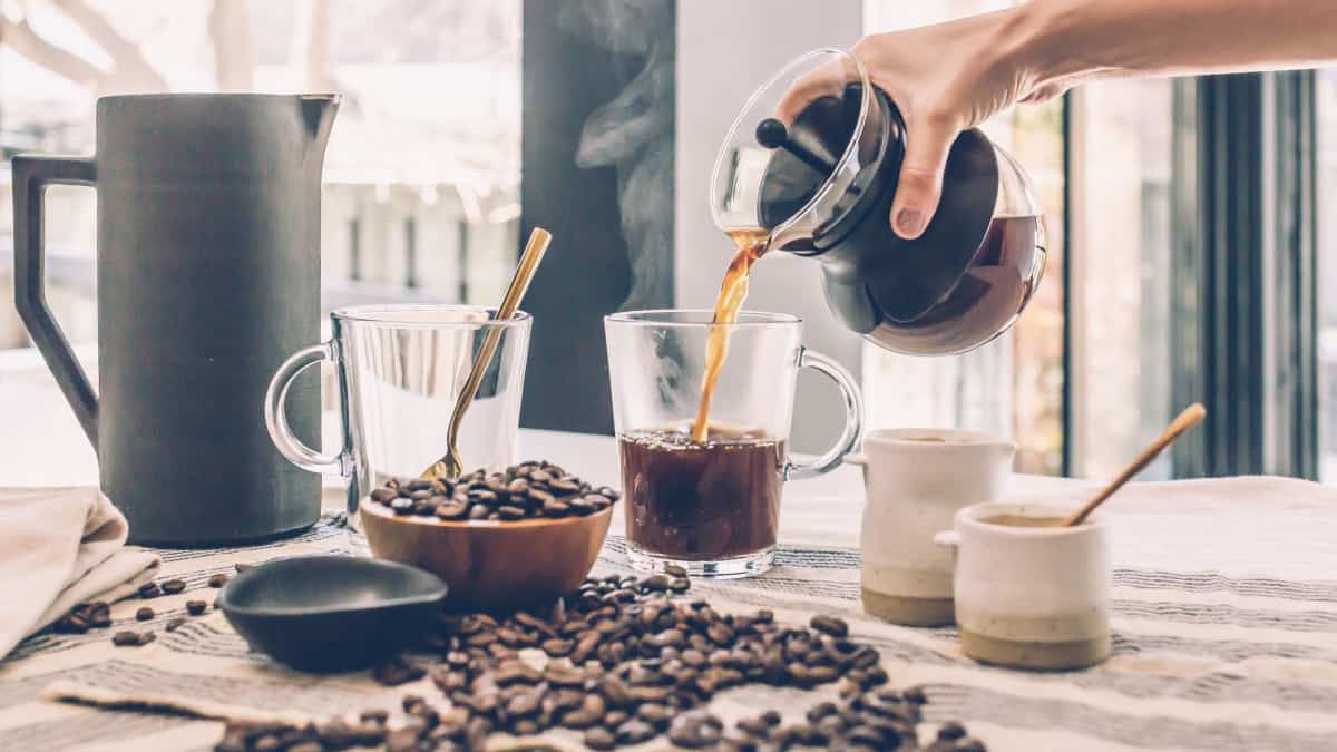 pouring coffee into glass